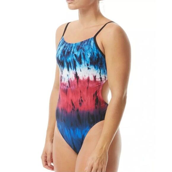 TYR Diffusion Trinity Fit One Piece Swimsuit women’s XL (36) NWT RED WHITE BLUE - Picture 1 of 9